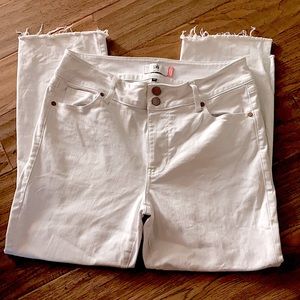 CaBi ankle length fray legged white jeans